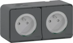 Double Prise Avec Terre étanche Mureva Style Gris / Argent SCHNEIDER ELECTRIC