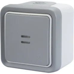 Poussoir étanche à Voyant, Lumineux Gris / Argent LEGRAND