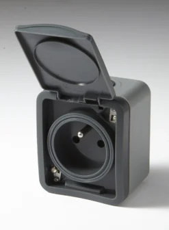 Prise Avec Terre étanche Extrem, LEXMAN, Gris Fusain