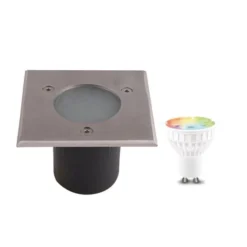 Spot à Encastrer Extérieur Inox Carré Gu10 Max 50 W Diam.10 Cm, Lumihome