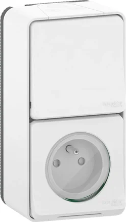 Interrupteur Va-et-vient+prise étanche Mureva Style Blanc SCHNEIDER ELECTRIC