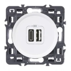 Legrand Céliane – Prise Double Chargeur USB – Type-A Et C – Ensemble Blanc à Composer