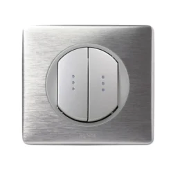 Legrand Céliane – Double Va Et Vient à Témoin 10A – Ensemble Aluminium Complet à Griffes