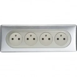 Legrand Céliane – Prise 4x 2P+T Compacte Précâblée Surface Affleurante – Ensemble Aluminium Complet