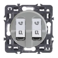 Legrand Céliane – Double Prise RJ45 Simple TV/Tel/Internet – Catégorie 6 – FTP – Ensemble Titane à Composer