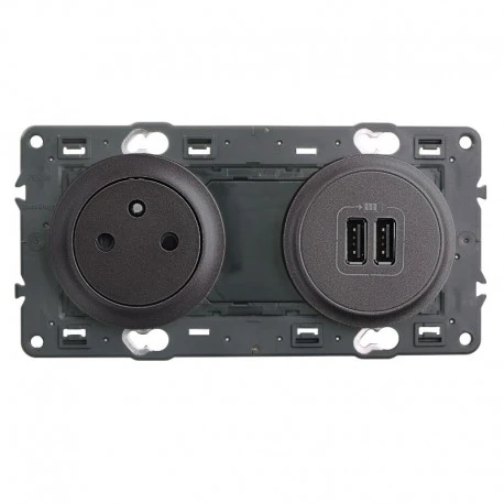 Legrand – Prise 2P+T + Prise Double USB – Ensemble Graphite à Composer 1 Legrand – Prise 2P+T + Prise Double USB – Ensemble Graphite à Composer