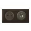Legrand Céliane – Prise 2P+T + Prise Double USB – Ensemble Basalte Complet