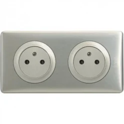 Legrand Céliane – Prise 2x2P+T Surface Précablé – Ensemble Aluminium Complet