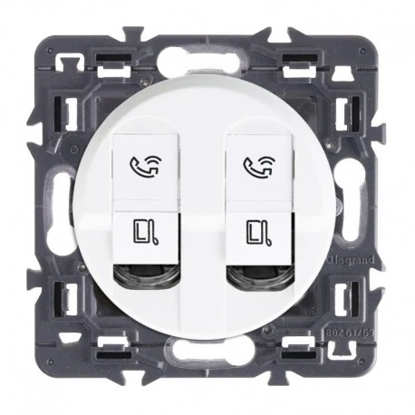Legrand Céliane – Double Prise RJ45 Simple TV/Tel/Internet – Catégorie 6 – FTP – Ensemble Blanc à Composer 1 Legrand Céliane – Double Prise RJ45 Simple TV/Tel/Internet – Catégorie 6 – FTP – Ensemble Blanc à Composer